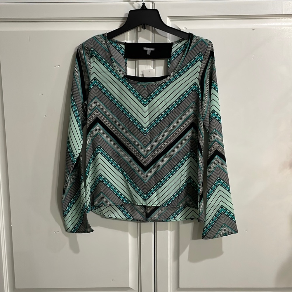 Mint Green, Black, and Grey blouse
